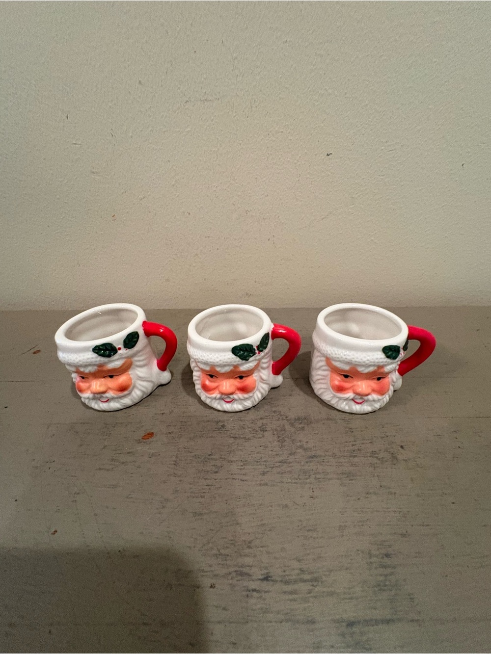 Set Of Three VTG Little Santa Mugs